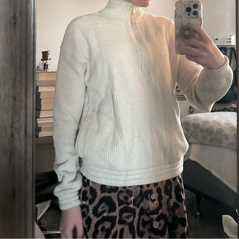 Aerie Zip Up Sweater Waffle Material